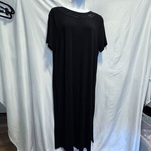 Catherines Black Maxi Dress with Crochet Neckline 22W/24W